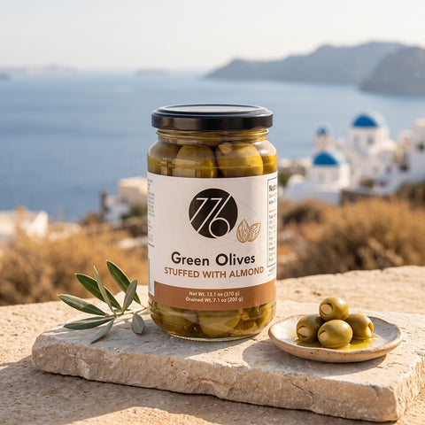 Green Olives Stuffed With Almond In Brine